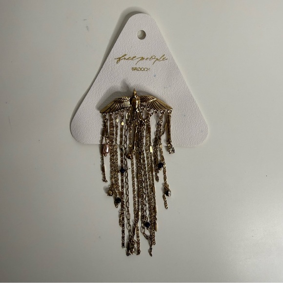 Free People Cresta Dangle Brooch Pin Gold Bird wings NWT $30 - Picture 3 of 4